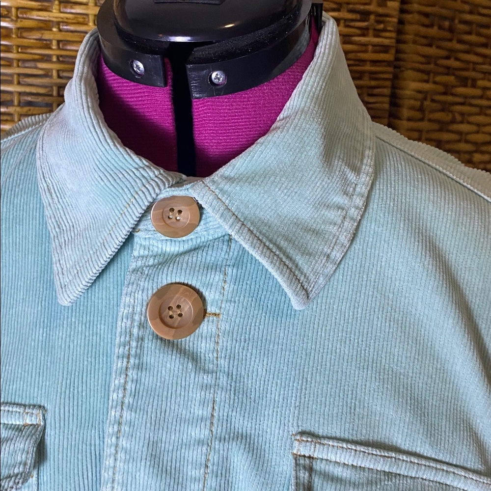 NWOT Tulle Plus seafoam green button up corduroy utility jacket 2X - Picture 2 of 10
